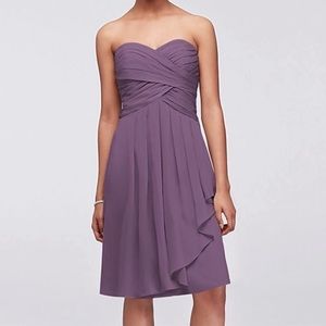 David’s Bridal Strapless Bridesmaids Dress in Wisteria Purple